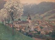 Gustav Jahn Prozession bei Mariazell. oil on canvas